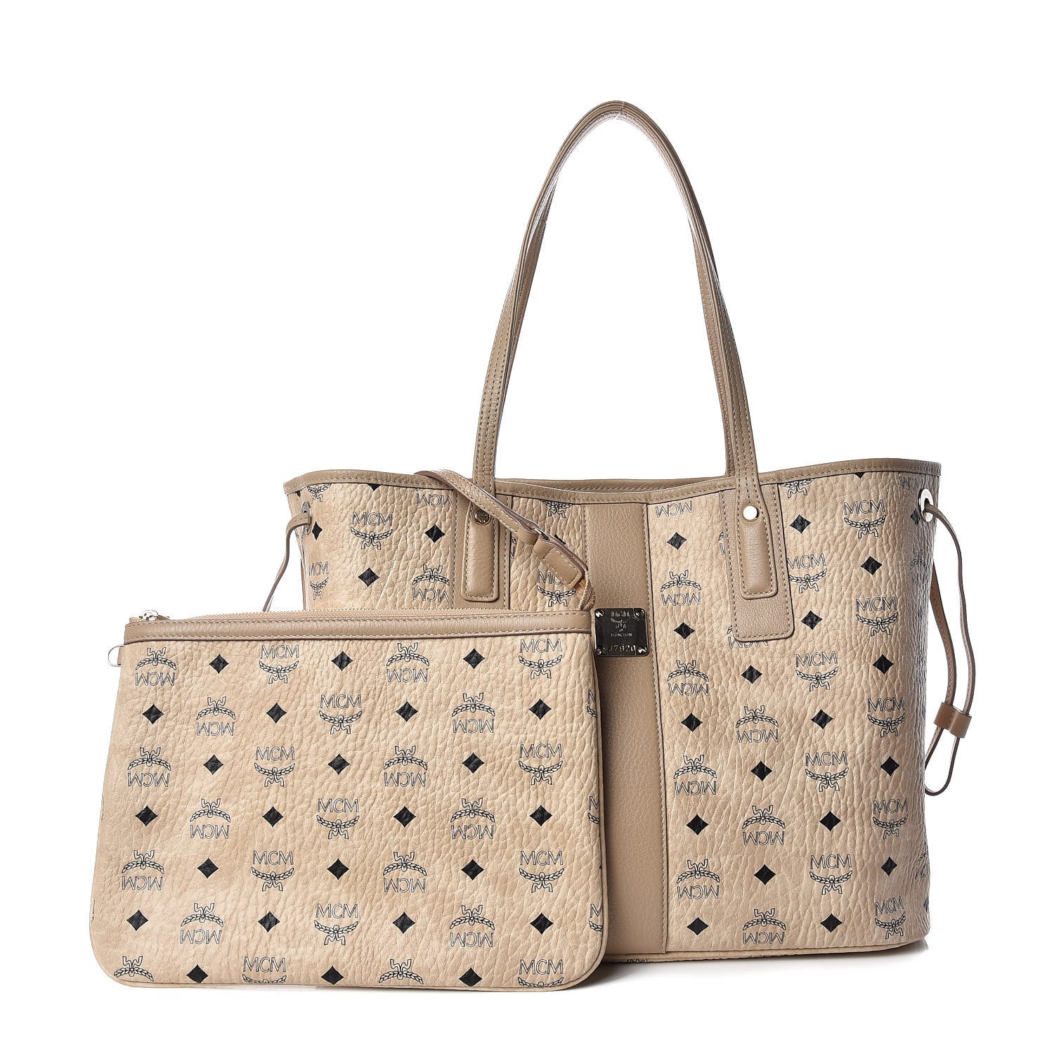 MCM Visetos Medium Liz Reversible Shopper Tote Beige 4 of 20