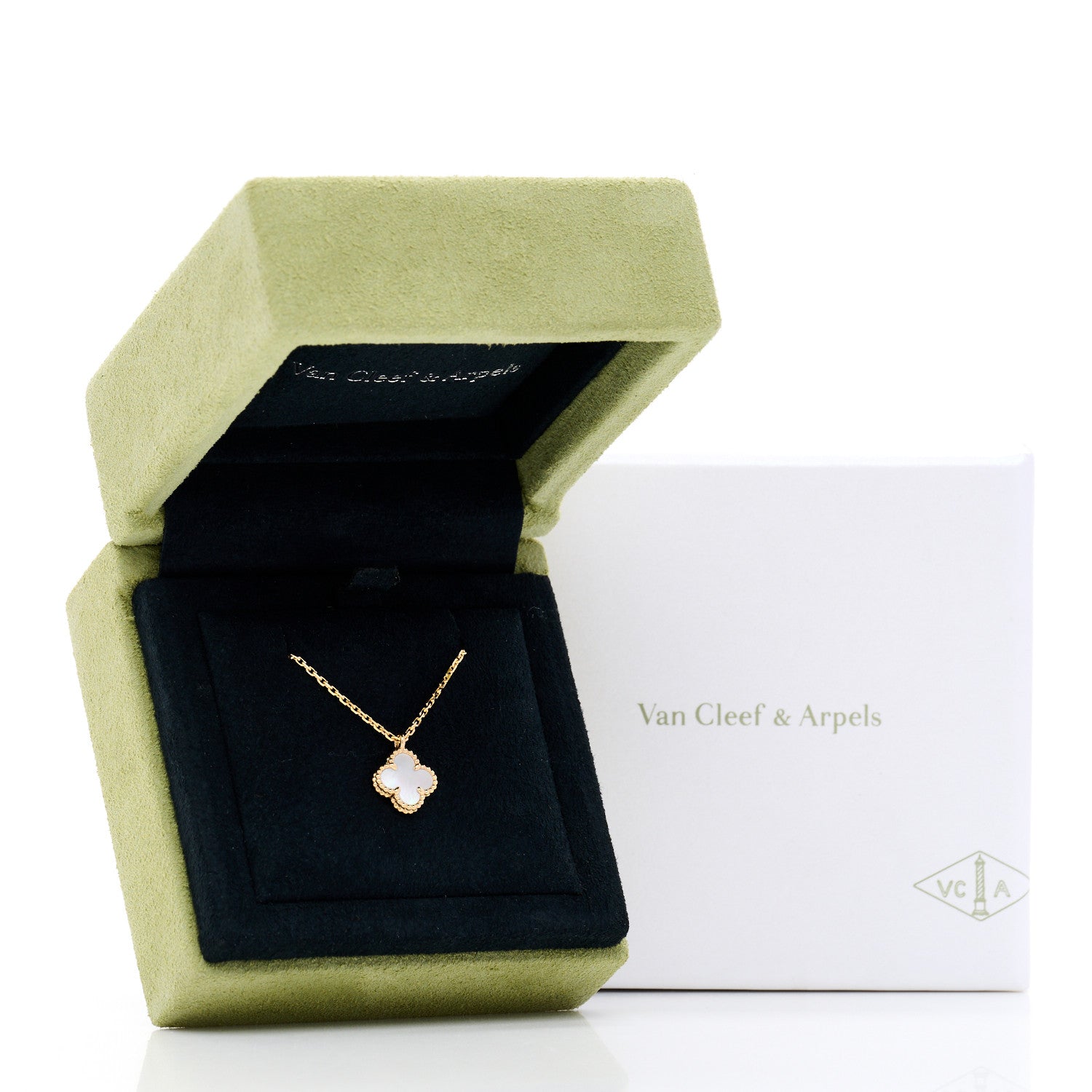 Van Cleef & Arpels 18K Yellow Gold Mother of Pearl Sweet Alhambra Pendant Necklace 6 of 6