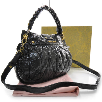 Miu Miu Patent Leather Small Matelasse Coffer Black 2 of 9