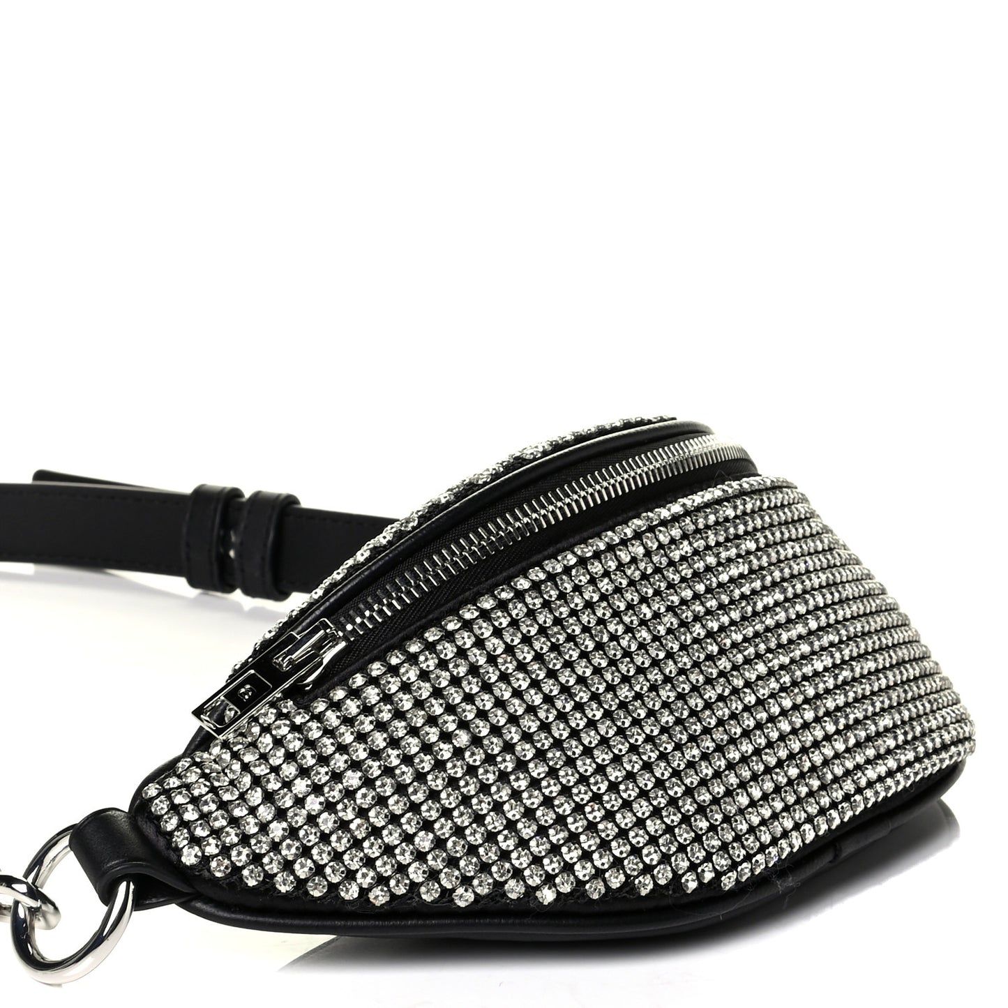 Rhinestone Mesh Mini Attica Belt Bag Black
