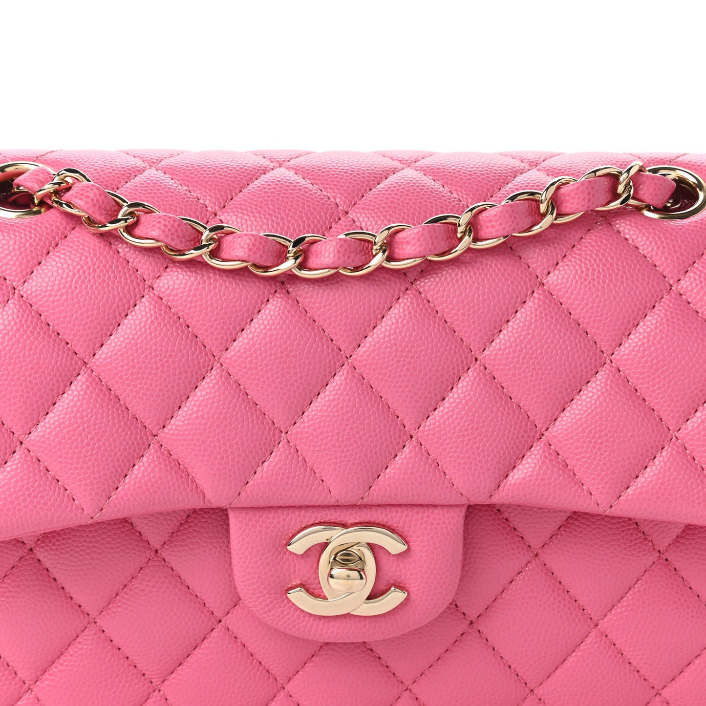Caviar Quilted Small Double Flap Pink