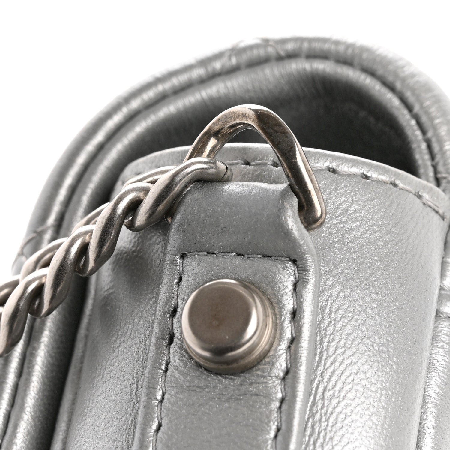 Chanel Metallic Lambskin Quilted Mini Giant CC Flap Argent 13 of 13