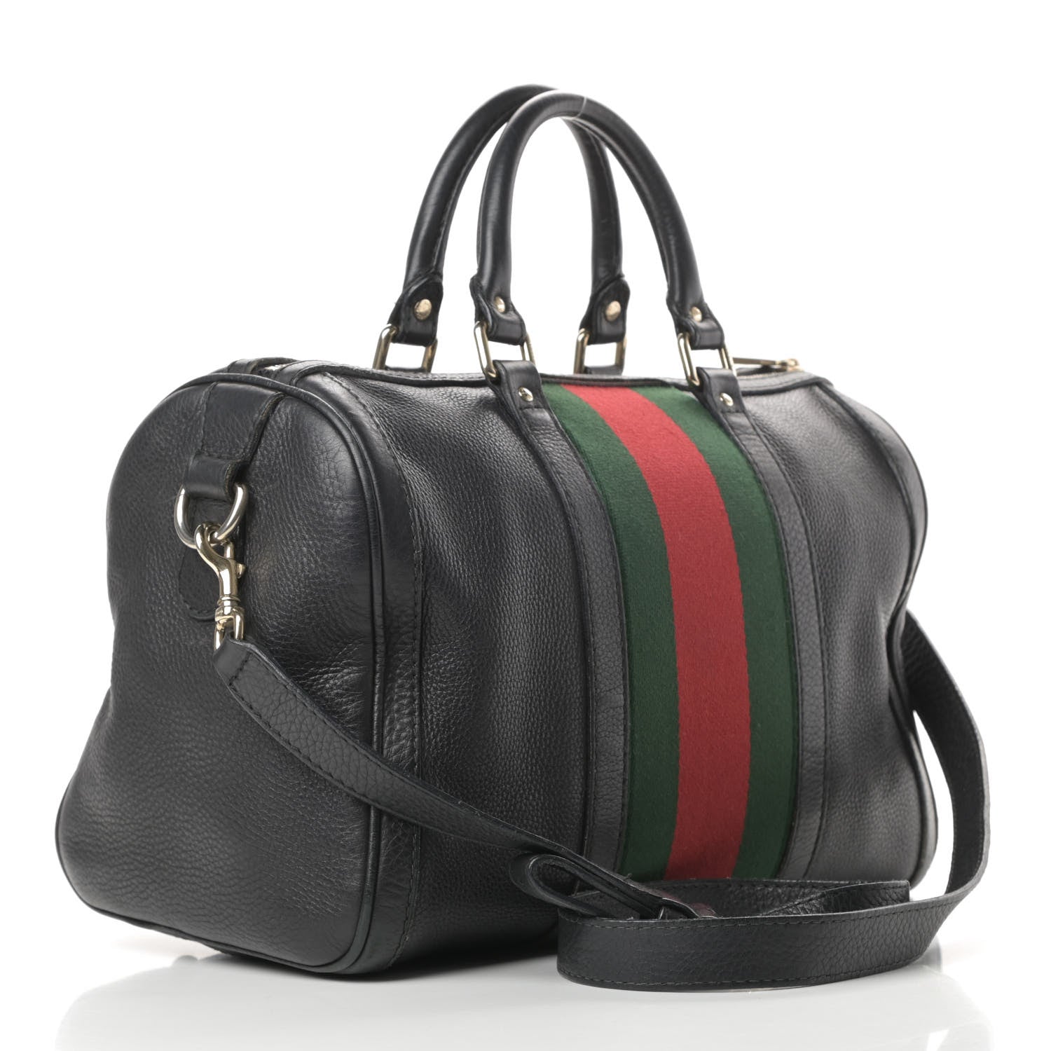 Gucci Calfskin Vintage Web Medium Boston Black 3 of 23