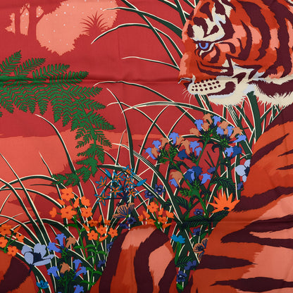 Hermes Silk Tyger Tyger Scarf 90 Saumon Corail Vert 2 of 8