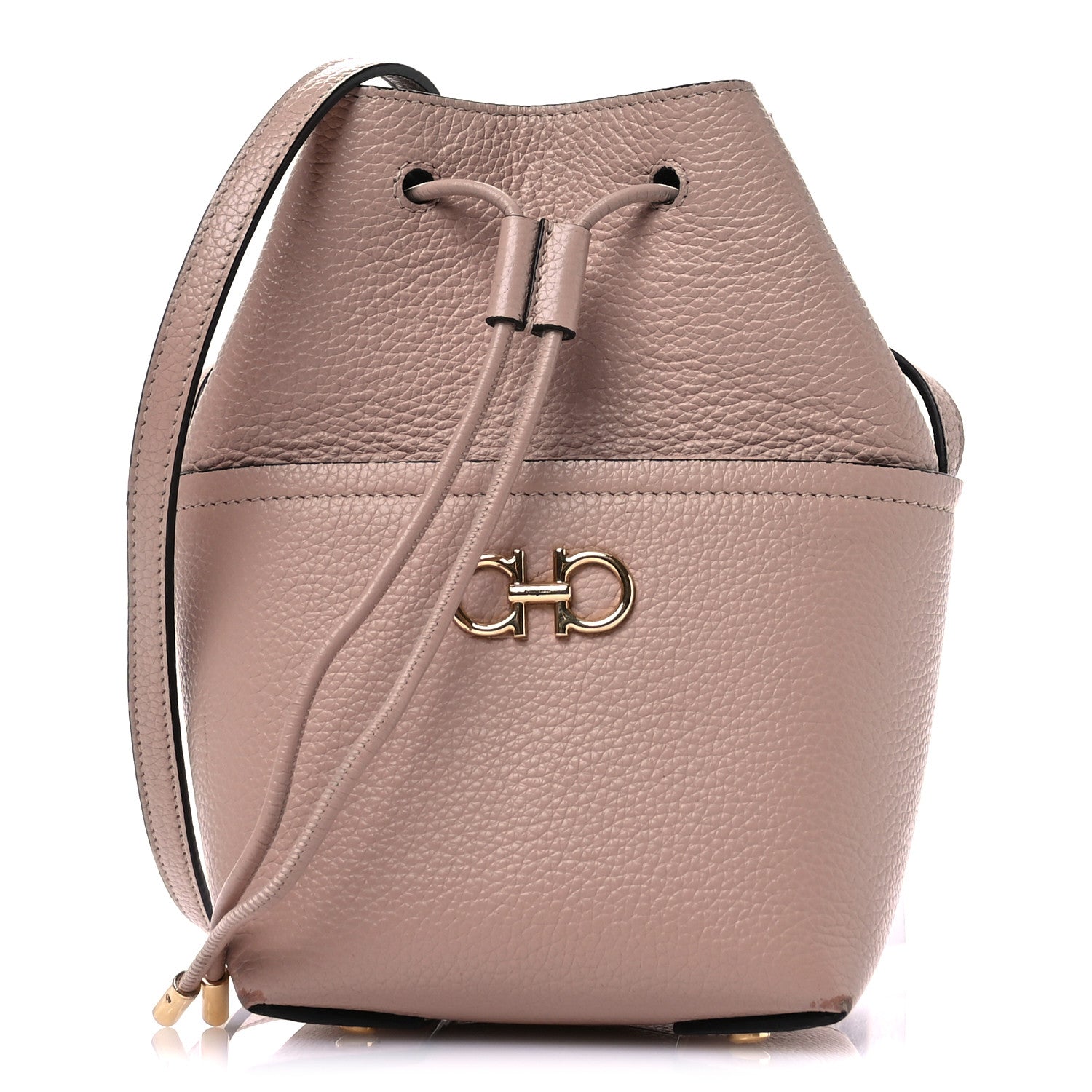 Salvatore Ferragamo Grained Calfskin Mini Gancino Bucket Bag Amaretti 1 of 11