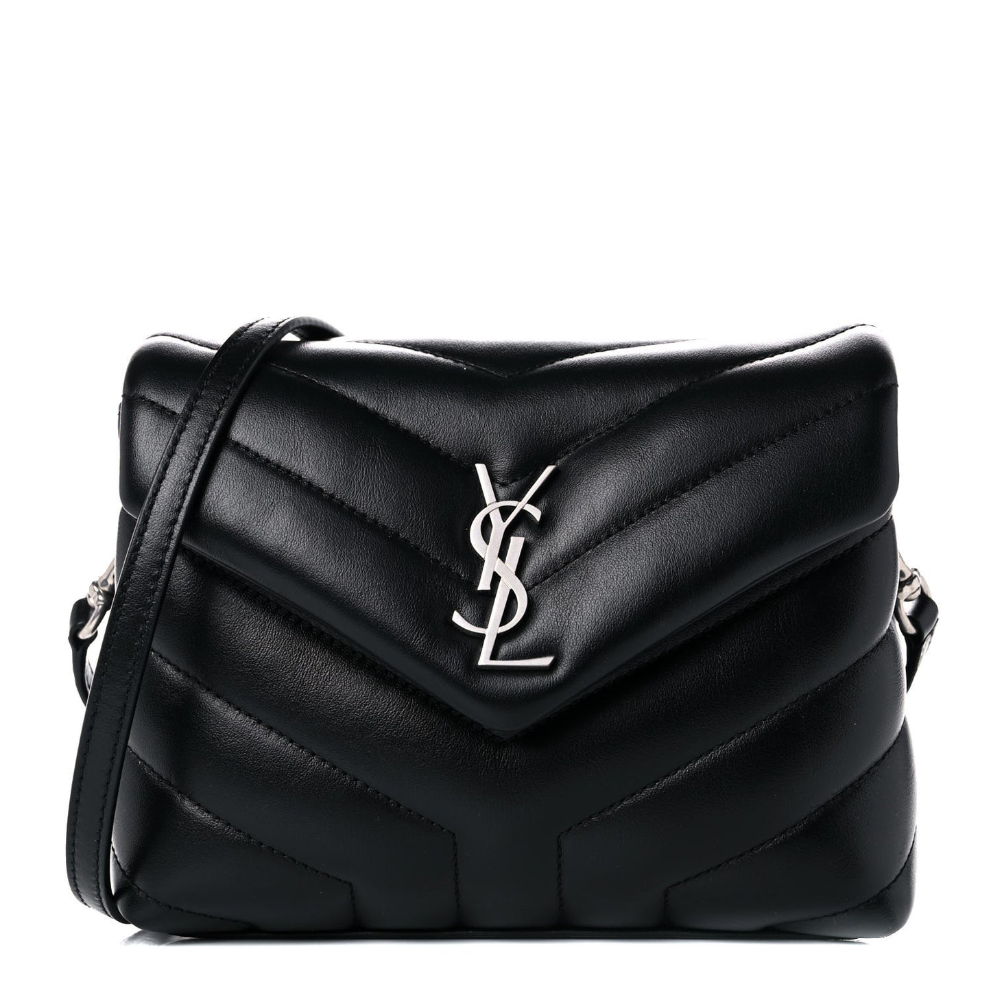 Calfskin Y Quilted Monogram Toy Loulou Crossbody Bag Black