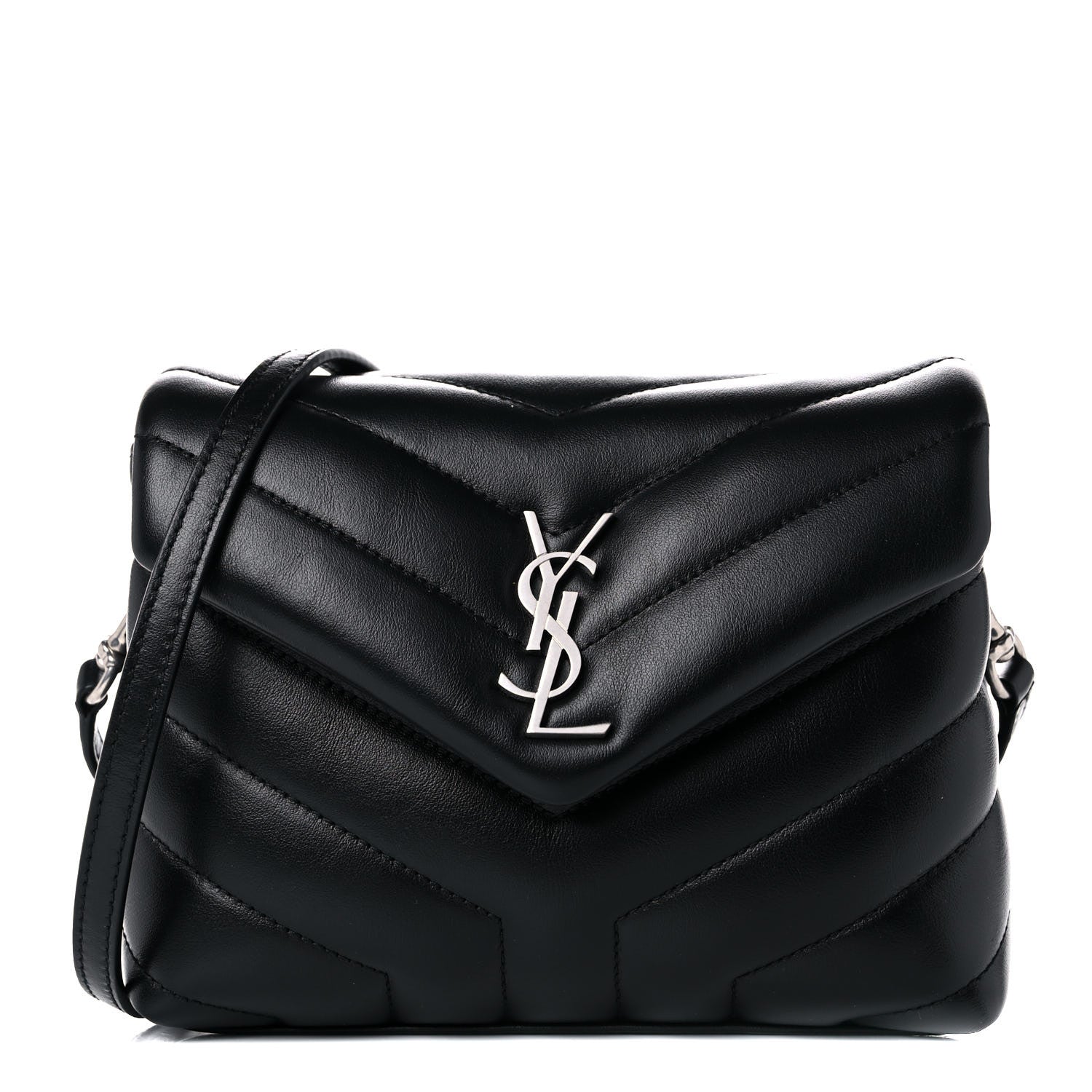 Saint Laurent Calfskin Y Quilted Monogram Toy Loulou Crossbody Bag Black 1 of 13
