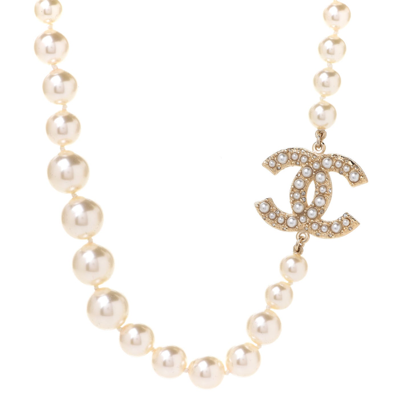 Pearl CC 100th Anniversary Necklace Light Gold