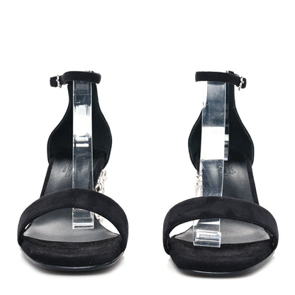 Hermes Suede Goatskin Glam 60 Sandals 37 Black 2 of 8