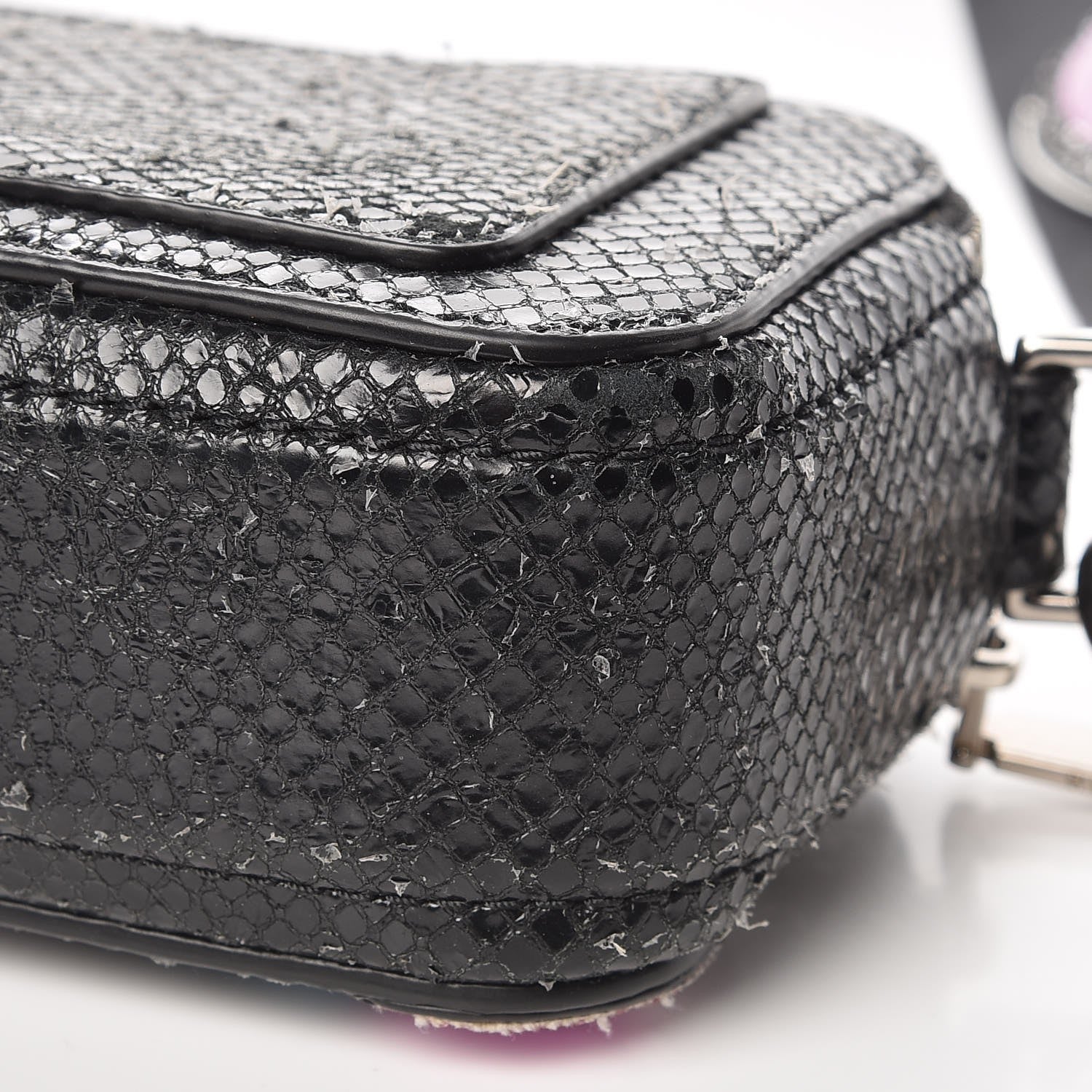 Marc Jacobs Metallic Sheepskin Python Embossed Snapshot Camera Bag Black 12 of 16