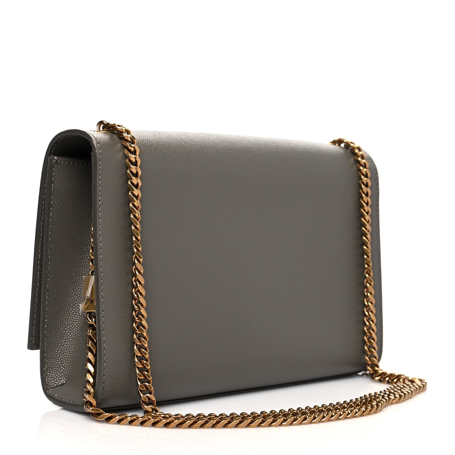Saint Laurent Grain De Poudre Medium Classic Monogram Kate Satchel Earth Grey 3 of 11
