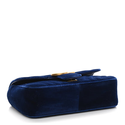 Gucci Velvet Matelasse Mini GG Marmont Shoulder Bag Cobalt Blue 4 of 10
