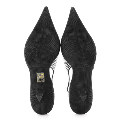 Prada Satin Crystal Logo 45mm Slingback Pumps 39.5 Cristal 5 of 9