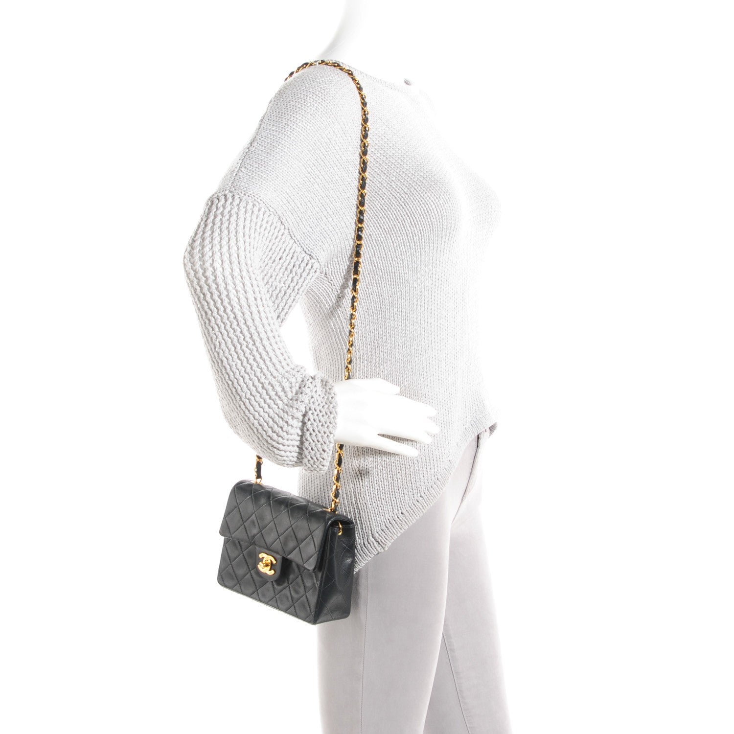 Chanel Lambskin Quilted Mini Square Flap Black 3 of 10