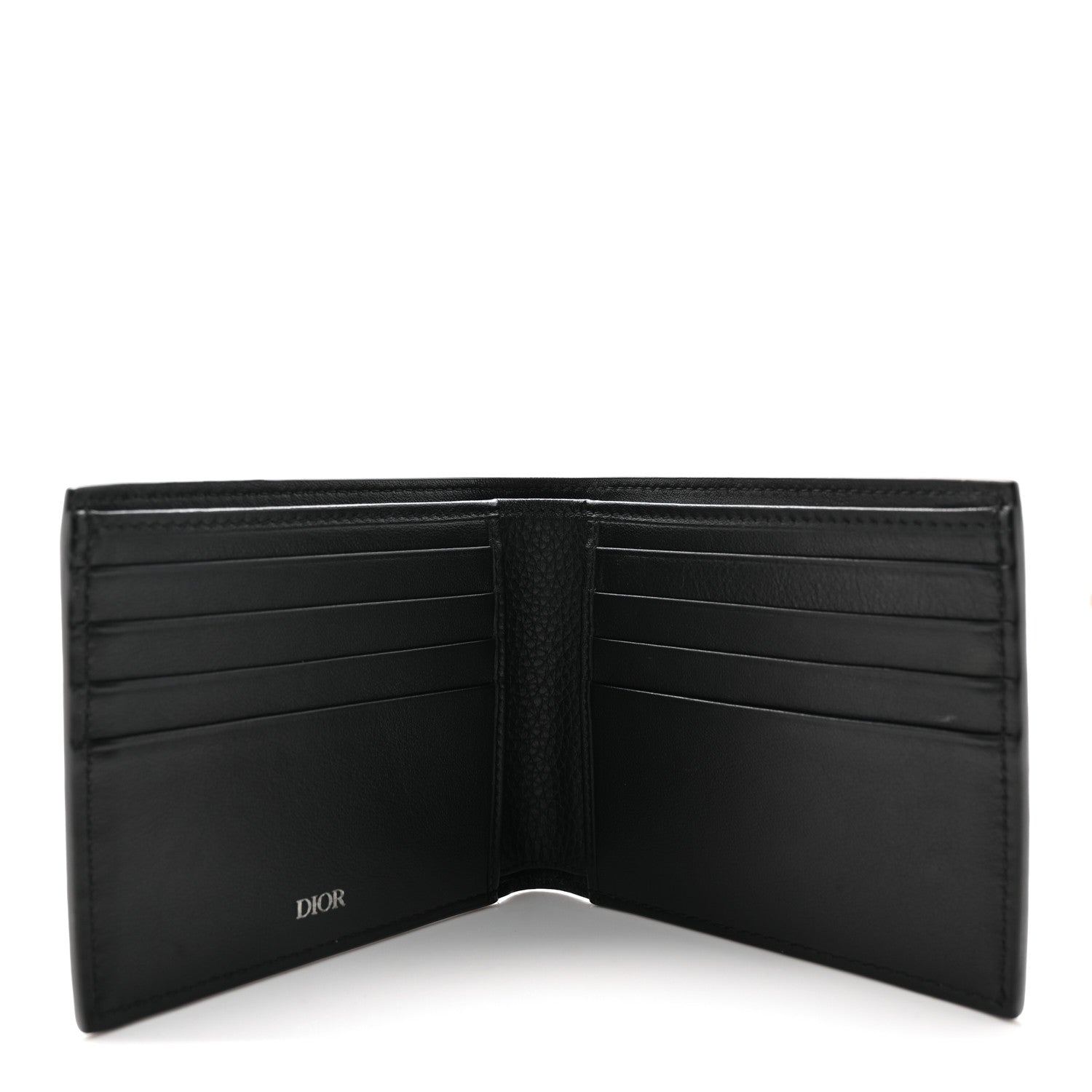 Christian Dior Grained Calfskin CD Icon Bifold Wallet Black