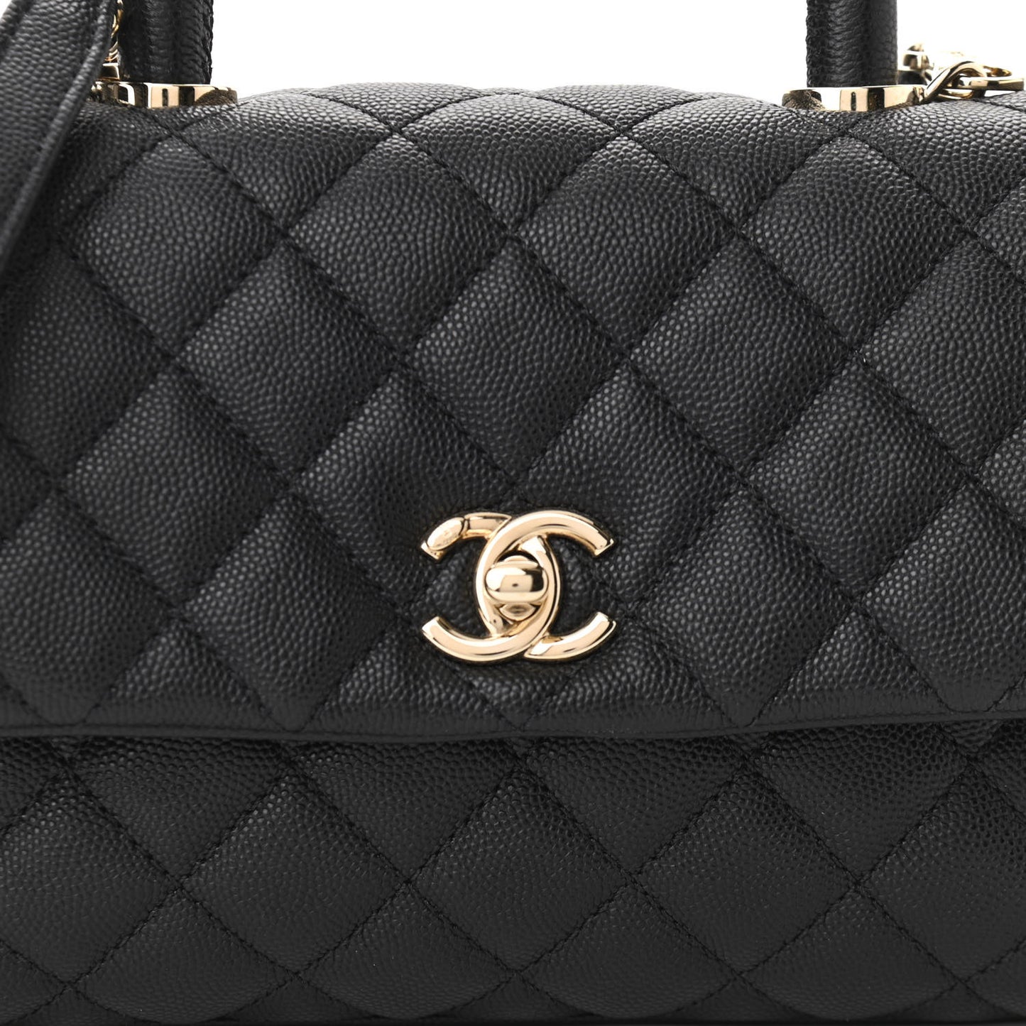 Caviar Quilted Mini Coco Handle Flap Black