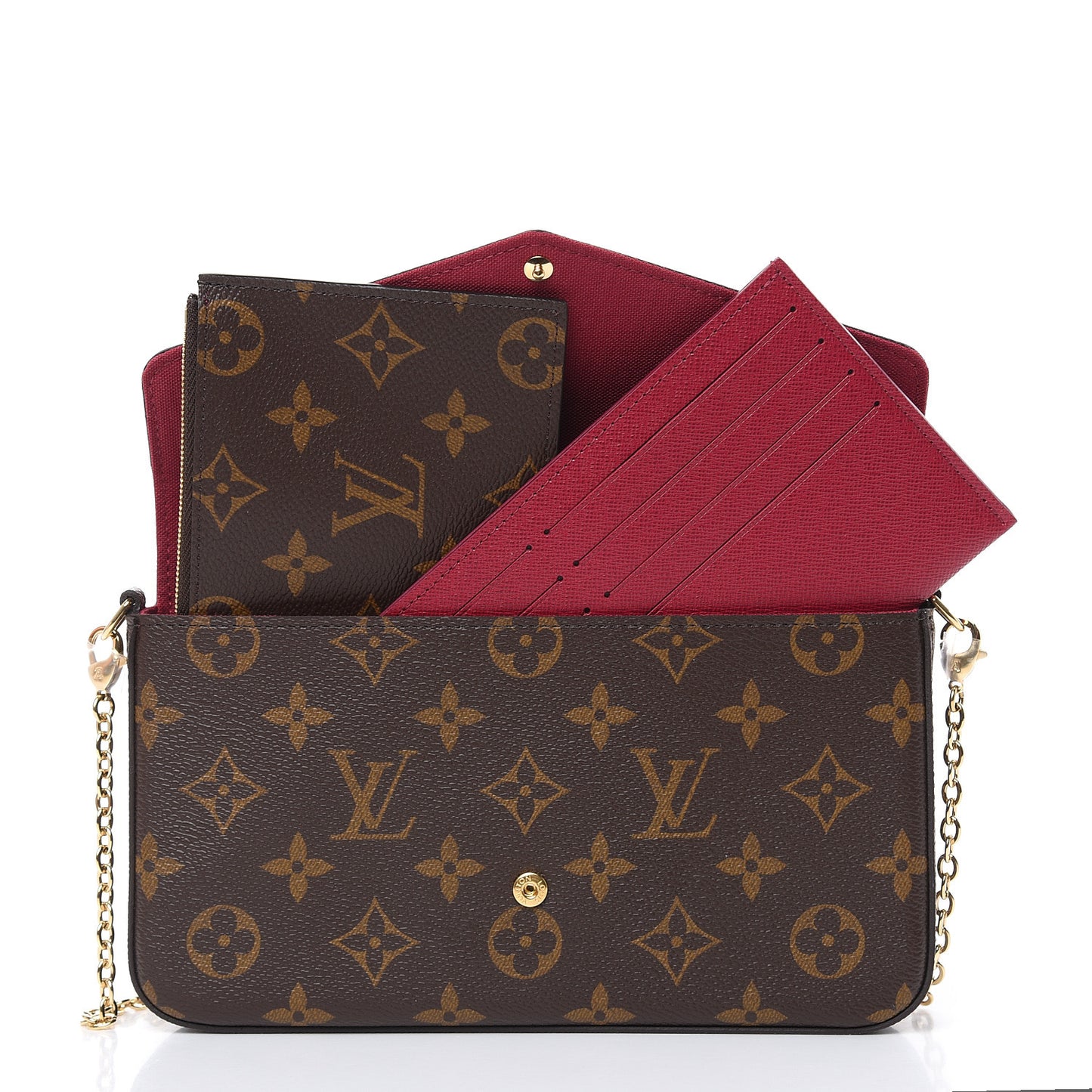 Monogram Pochette Felicie Chain Wallet Fuchsia