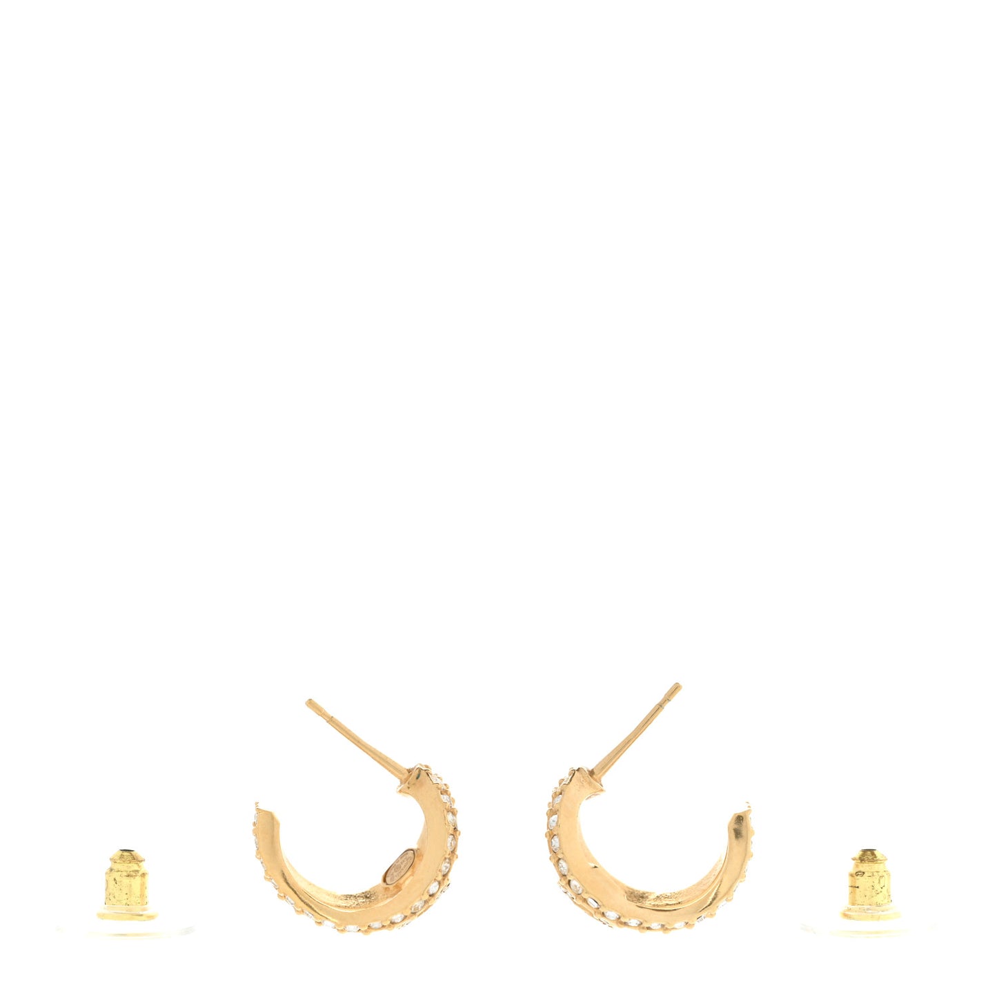 Crystal Strass CC Double Hoop Earrings Gold