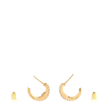 Chanel Crystal Strass CC Double Hoop Earrings Gold 3 of 4