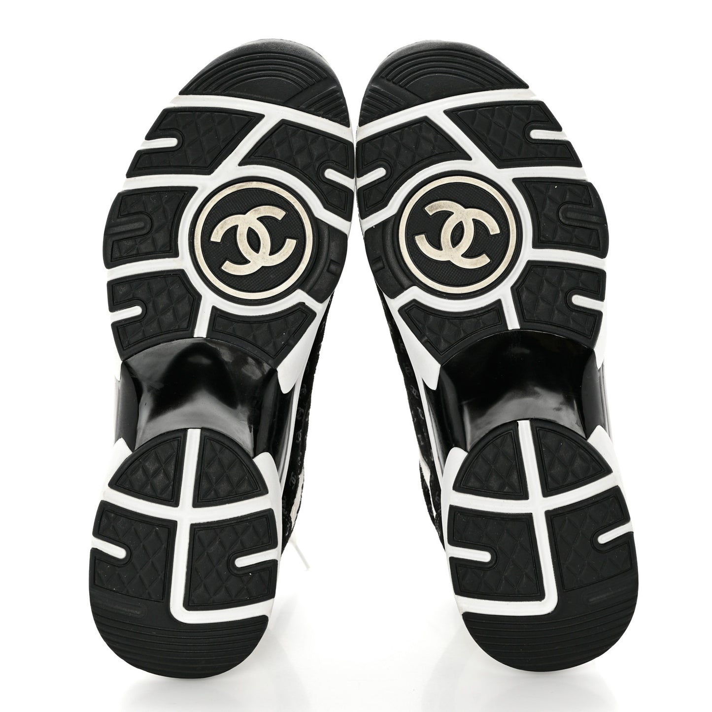 Nylon Suede Calfskin Printed CC Sneakers 41 White Black