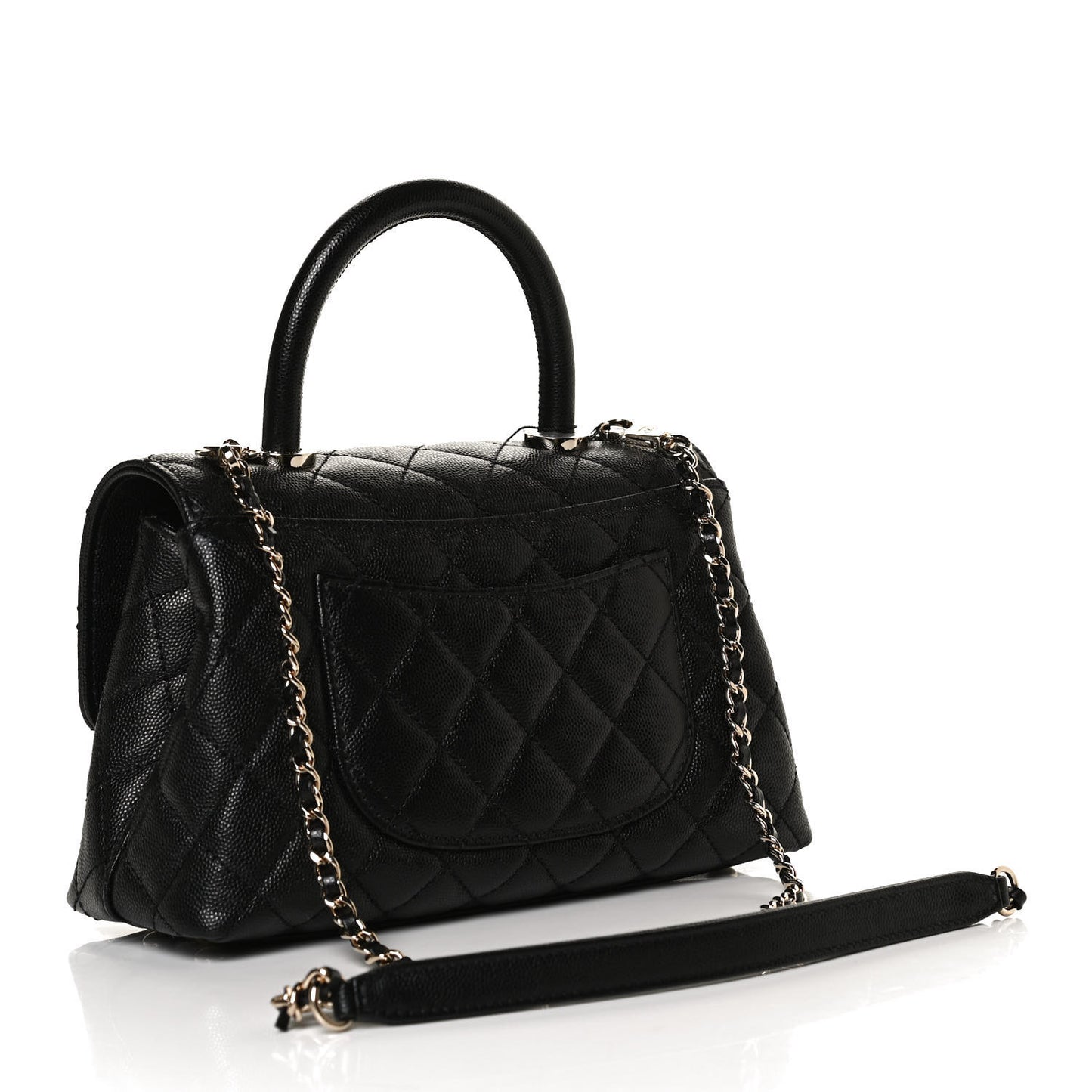 Caviar Quilted Mini Coco Handle Flap Black
