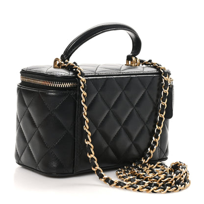Chanel Lambskin Quilted Small Top Handle Vanity Case With Chain Black 3 of 10