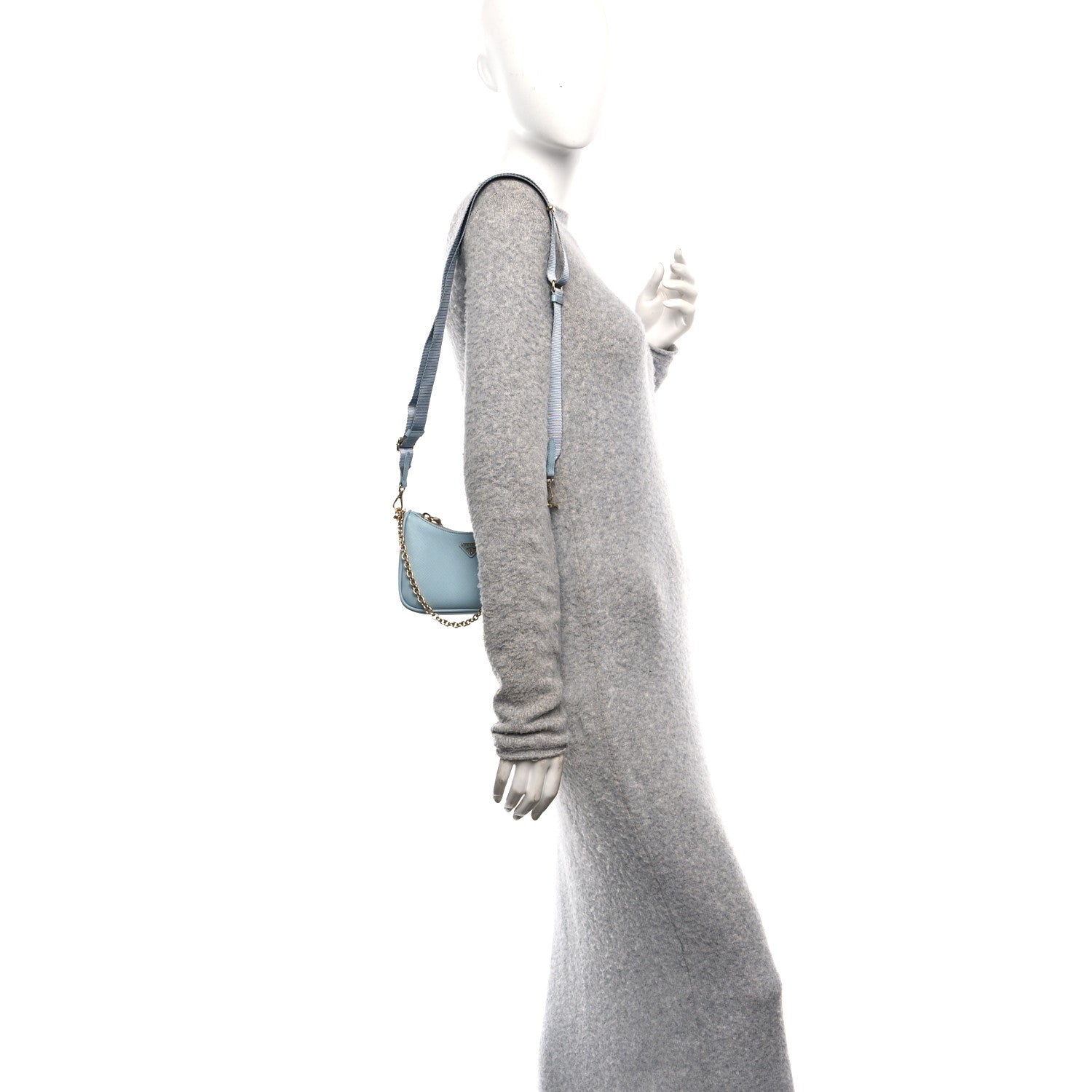 Prada Saffiano Lux Re-Edition 2005 Mini Shoulder Bag Celeste 2 of 9