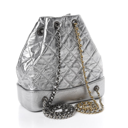 Chanel Metallic Crumpled Calfskin Quilted Small Gabrielle Backpack Silver 2 of 9