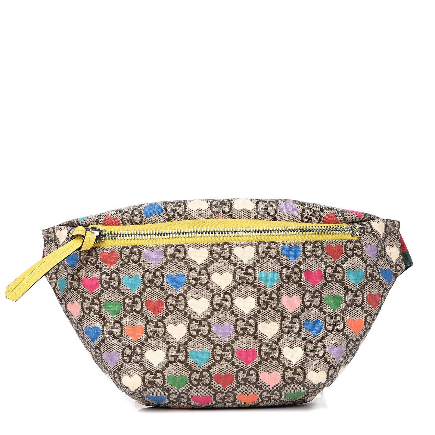 Soft GG Supreme Monogram Hearts Web Childrens Belt Bag Beige Ebony Multicolor Freesia