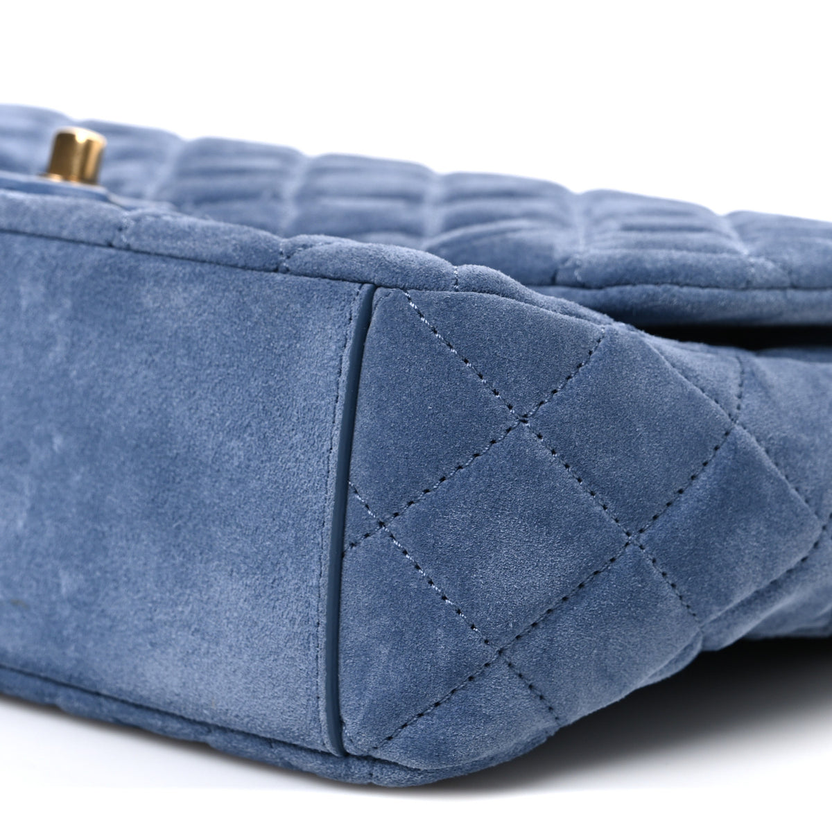 Suede Quilted Medium Flap Blue