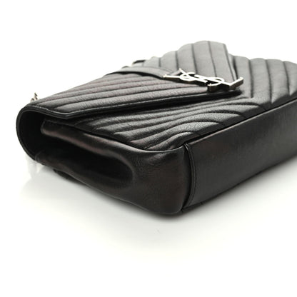 Saint Laurent Sheepskin Matelasse Chevron Monogram Medium College Bag Black 7 of 9