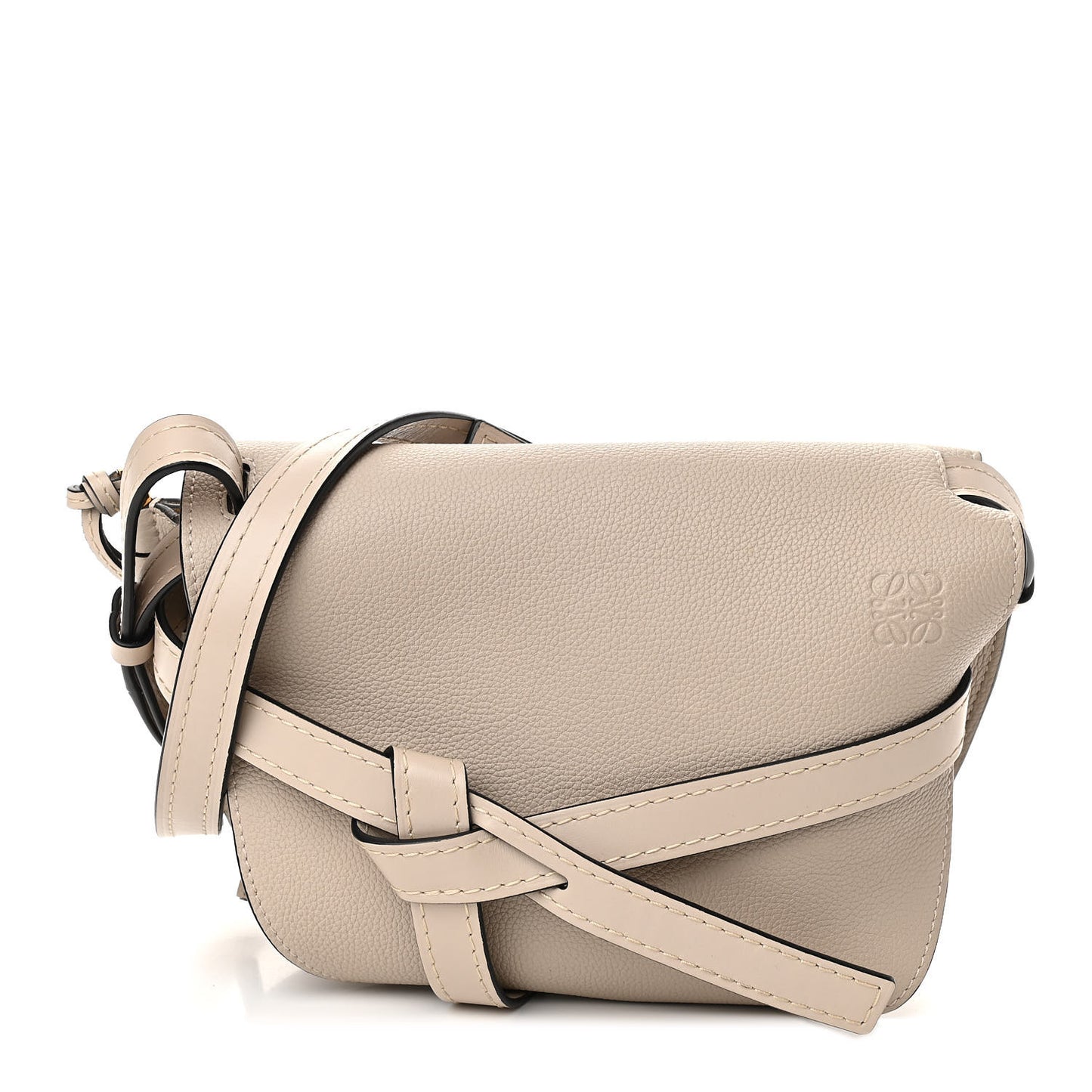Grained Calfskin Small Gate Crossbody Bag Light Oat