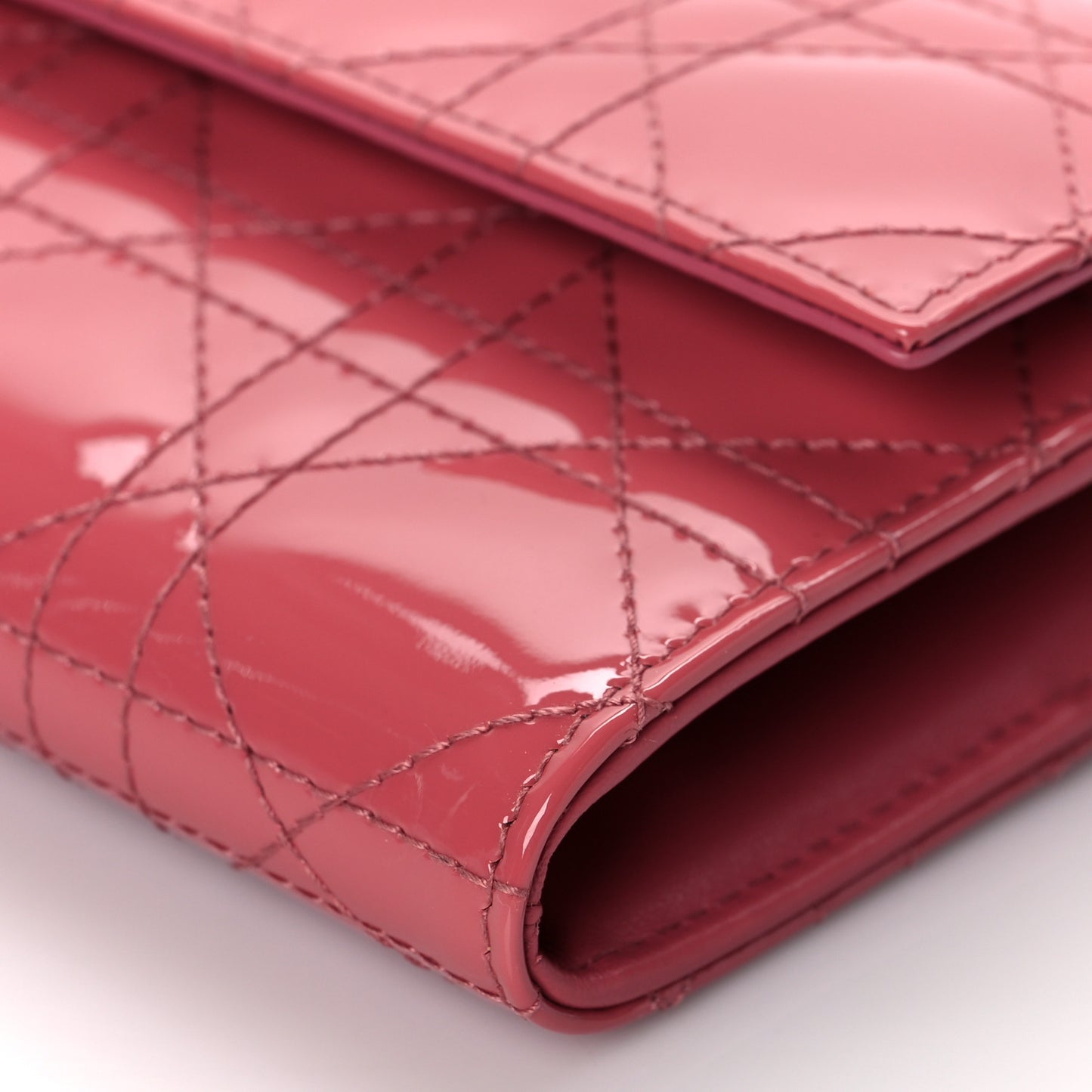 Patent Cannage Lady Dior Rendezvous Wallet On Chain Dusky Pink