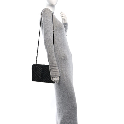 Saint Laurent Grain De Poudre Textured Mixed Matelasse Triquilt Medium Monogram Monochrome Satchel Black 2 of 9