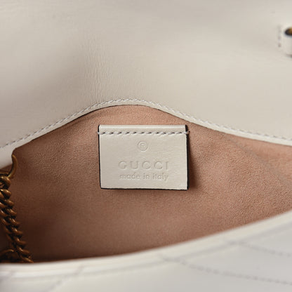 Gucci Calfskin Matelasse Super Mini GG Marmont Shoulder Bag White 6 of 9