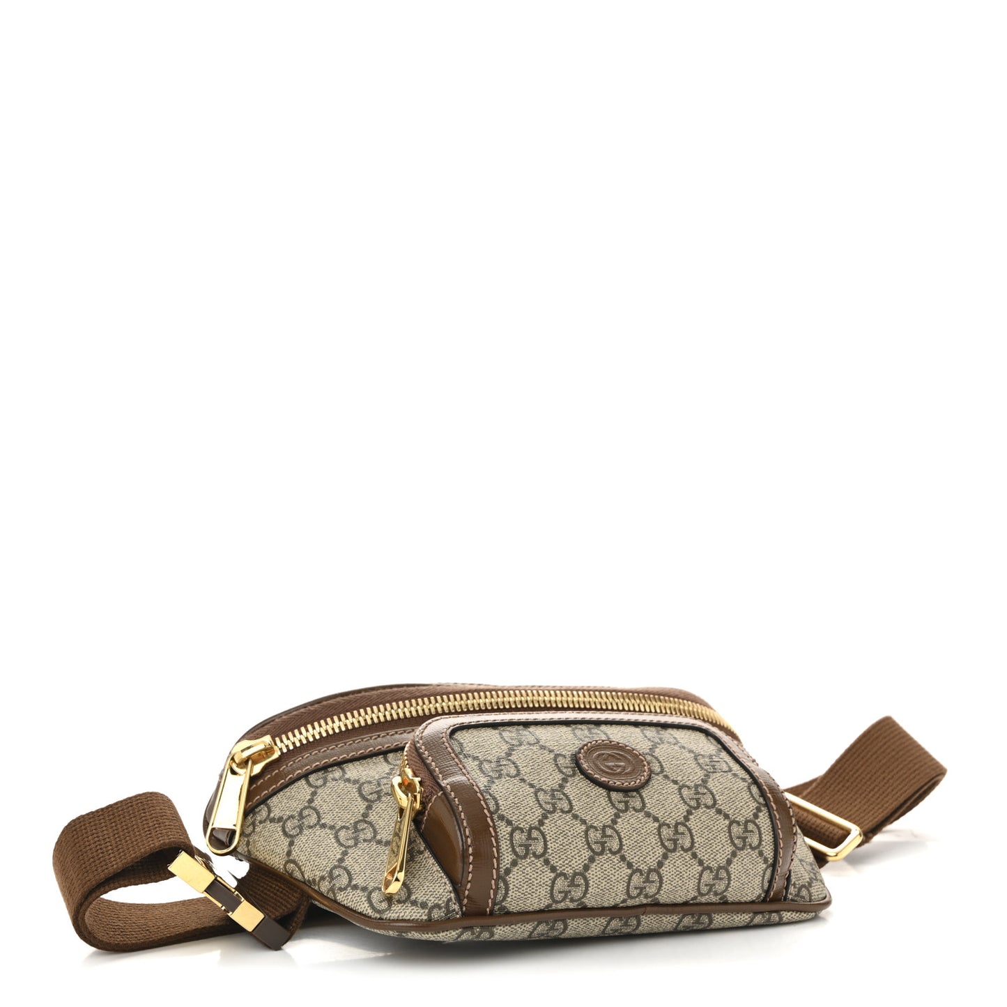 GG Supreme Monogram Textured Calfskin Retro Interlocking G Belt Bag Beige Ebony Brown Sugar