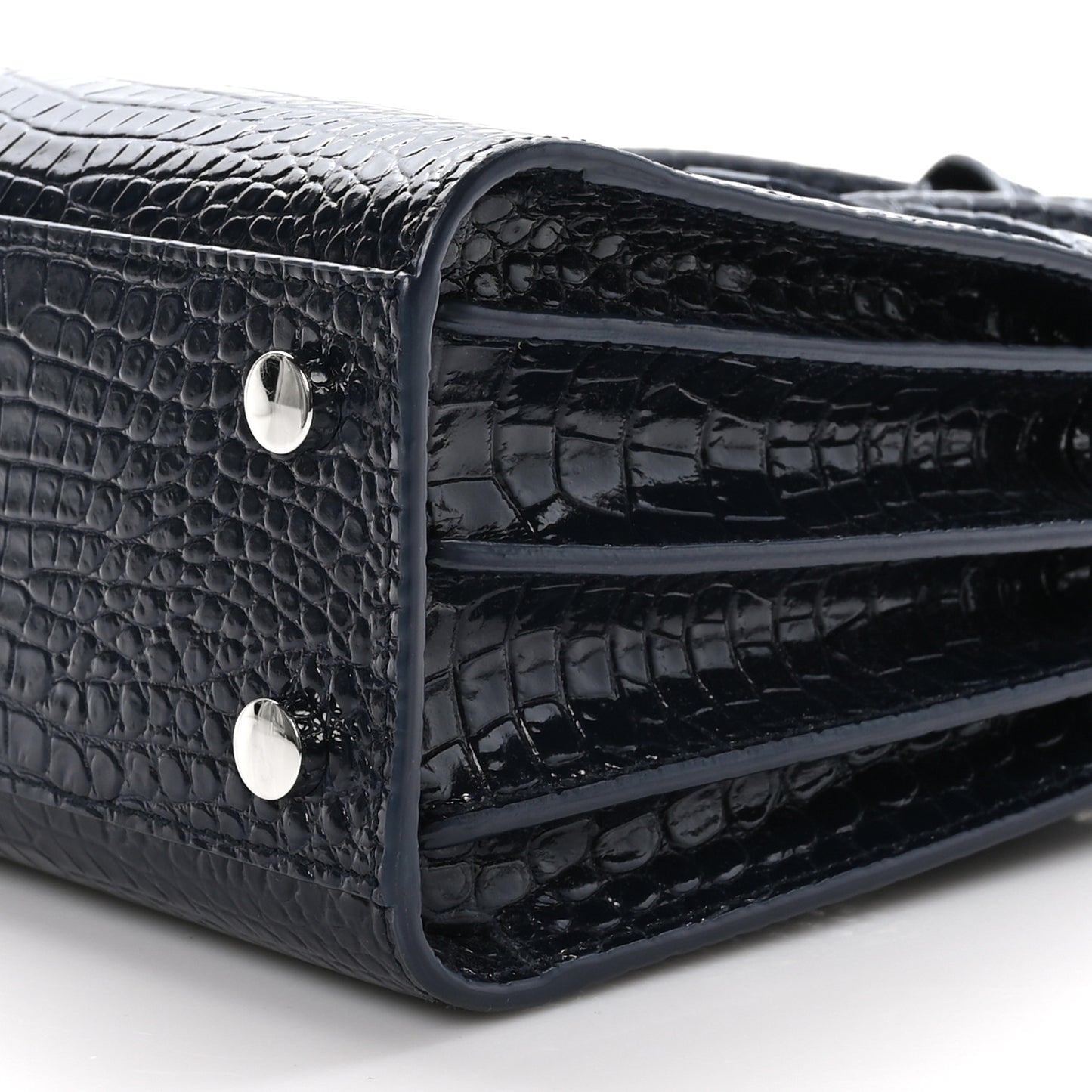 Calfskin Crocodile Embossed Nano Sac De Jour Deep Marine