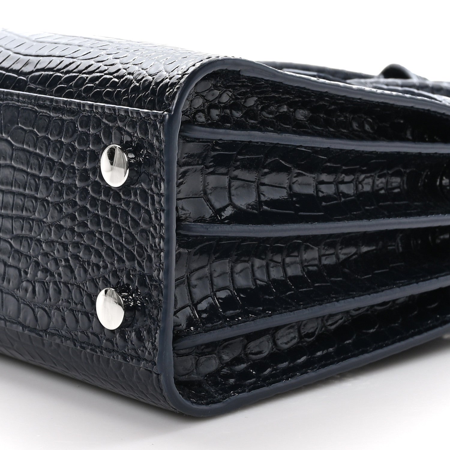 Saint Laurent Calfskin Crocodile Embossed Nano Sac De Jour Deep Marine 10 of 10