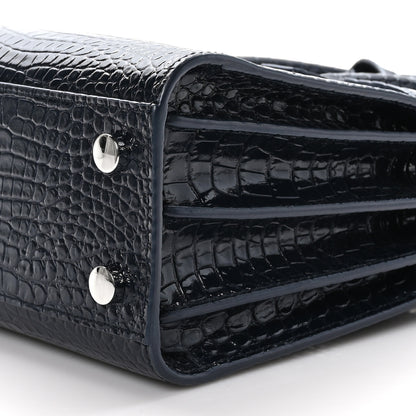Saint Laurent Calfskin Crocodile Embossed Nano Sac De Jour Deep Marine 10 of 10