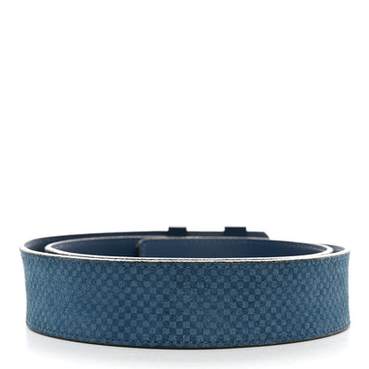 Louis Vuitton Suede Calfskin Mini Damier 40mm LV Initiales Belt 90 36 Blue 2 of 5