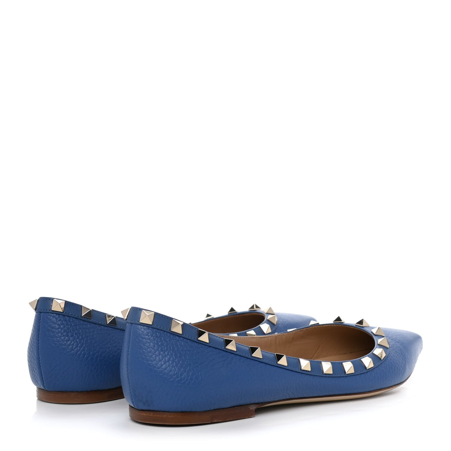 Pebbled Calfskin Rockstud Ballerina Flats 41 Baltique