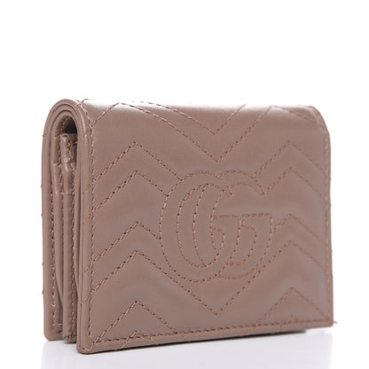 Gucci Calfskin Matelasse GG Marmont Card Case Wallet Porcelain Rose 3 of 8