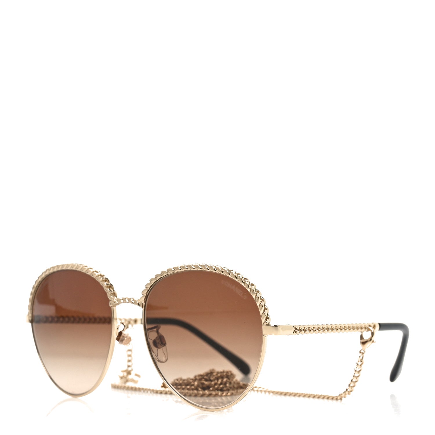 Chanel Chain Pantos Sunglasses 4242 Gold Brown 1 of 7