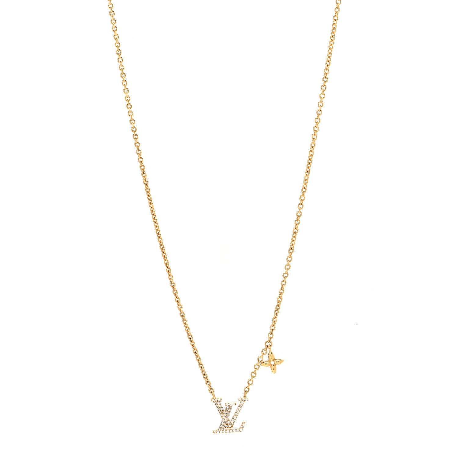 Louis Vuitton Metal Crystal LV Iconic Necklace Gold 1 of 5