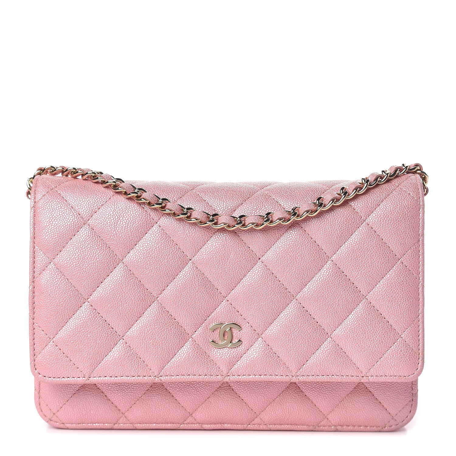 Chanel Iridescent Caviar Quilted Wallet on Chain WOC Rose Pink 1 of 11