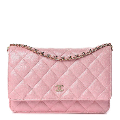 Chanel Iridescent Caviar Quilted Wallet on Chain WOC Rose Pink 1 of 11