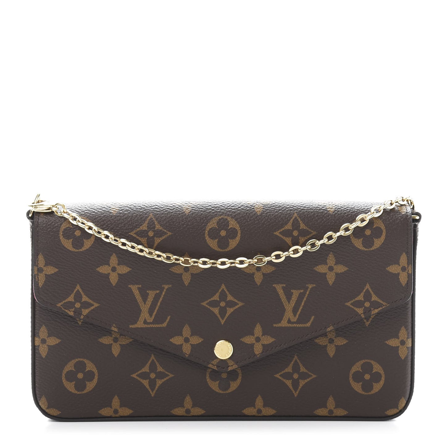 Monogram Pochette Felicie Chain Wallet Fuchsia