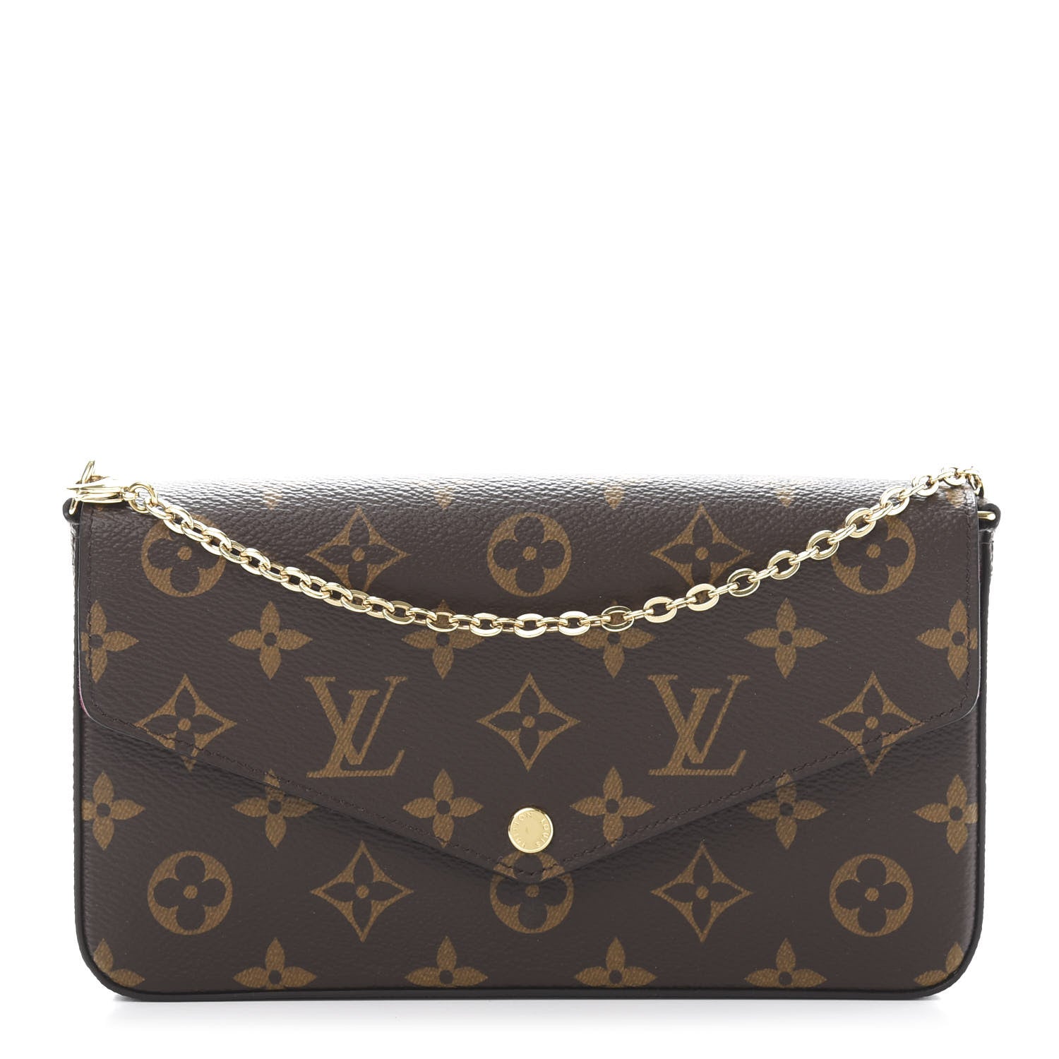 Louis Vuitton Monogram Pochette Felicie Chain Wallet Fuchsia 1 of 13