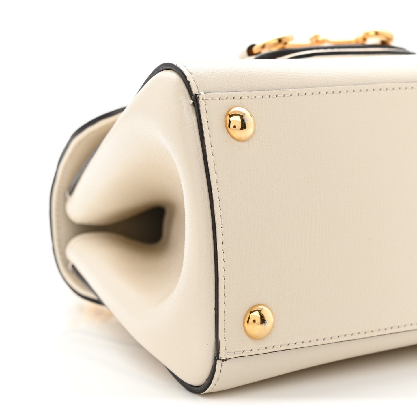 Glazed Textured Calfskin Mini Horsebit 1955 Top Handle Flap Bag Mystic White