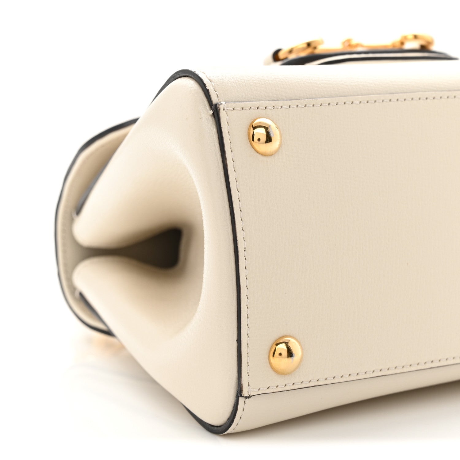 Gucci Glazed Textured Calfskin Mini Horsebit 1955 Top Handle Flap Bag Mystic White 9 of 11